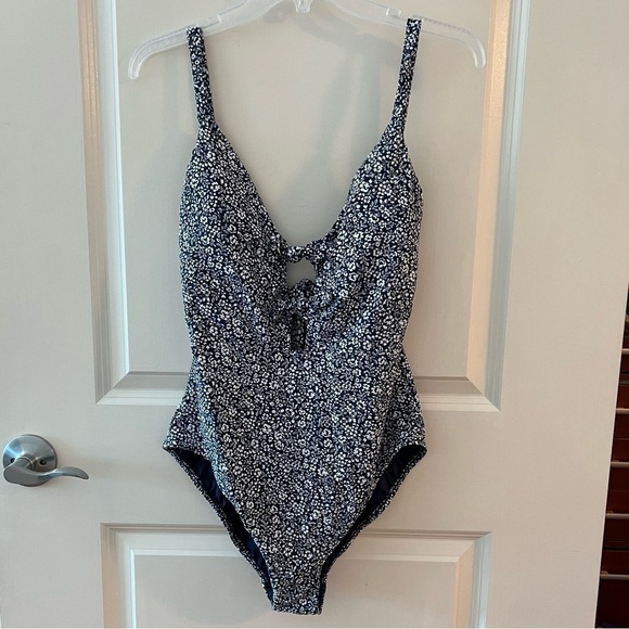 Polo Ralph Lauren NWT Navy Blue Floral Double Front Tie One Piece Bathing Suit - Picture 2 of 16